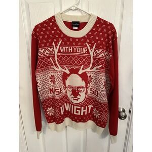 The Office Men's Large Ugly Christmas Sweater Red With Your Nose So Dwight